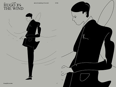 Hugo In The Wind abstract composition fashion illustration form fragment illustration laconic lines man minimal poster poster a day poster art poster challenge suit wind