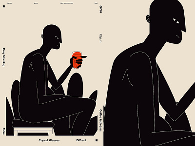 Easy morning abstract coffee illustration lines man minimal poster poster a day poster art poster challenge sitting
