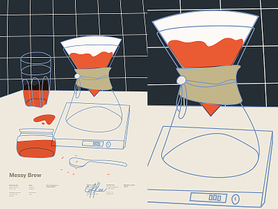 Making coffee abstract chemex coffee composition fragment illustration kitchen layout lines minimal poster poster a day