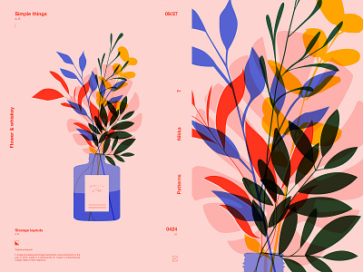 Flowers and whiskey abstract composition floral floral illustration fragment illustration laconic layout lines minimal poster art