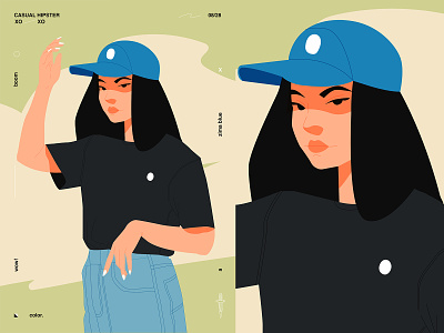 Casual hipster abstract character design composition fragment girl illustration hipster illustration laconic minimal poster art poster challenge