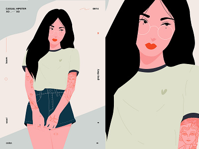 Casual hipster End of summer abstract character design composition fragment girl girl character girl illustration illustration laconic layout minimal poster art