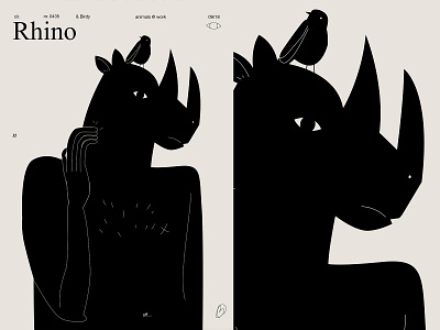 Rhino abstract animals animals illustrated bird composition illustration laconic lines minimal poster poster art rhino