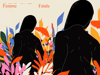 Femme fatale abstract composition floral floral pattern illustration laconic lines minimal poster poster art woman woman illustration