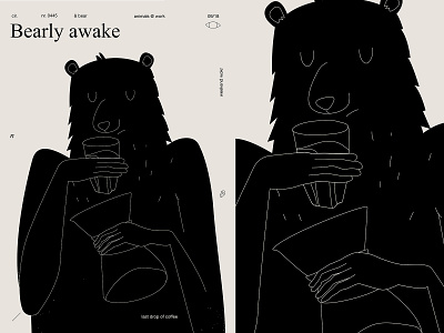 Bearly awake abstract awake bear chemex coffee composition fragment illustration laconic lines minimal poster sleep