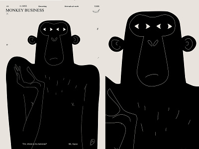 Monkey business abstract animal banana composition illustration laconic lines minimal monkey poster poster art