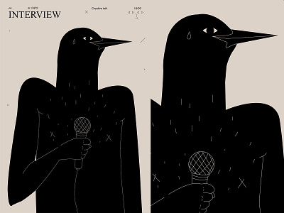 Interview abstract bird composition fragment illustration interview laconic lines microphone minimal poster poster art