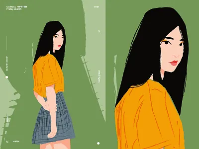 Friday sketch abstract character charecter design composition girl illustration illustration laconic lines minimal poster