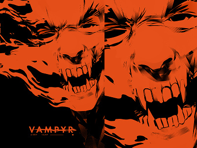 Vampyr abstract composition fading fangs illustration laconic lines minimal poster poster art vamp vampire