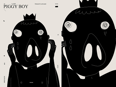 Piggy boy abstract boy composition crown illustration laconic lines minimal piggy poster poster a day poster art