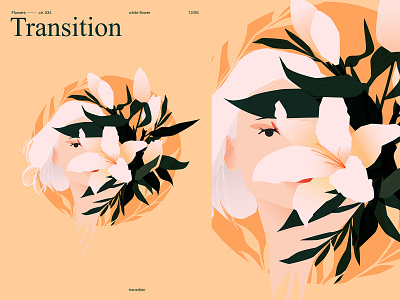 Transition abstract composition flowers fragment girl girl illustration illustration laconic layout lily minimal portrait poster
