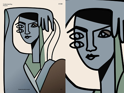 Study of Picasso abstract composition fragment girl illustration laconic lines minimal picasso portrait poster poster art study woman woman portrait