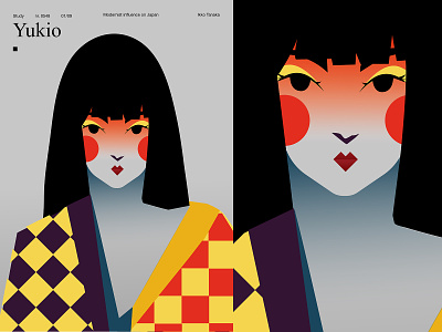 Yukio abstract composition girl girl portrait illustration japan japanese art laconic layout lines minimal modern pattern portrait poster poster art