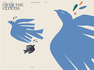 Over the sky abstract bird composition cutout illustration laconic lines matisse minimal poster poster art