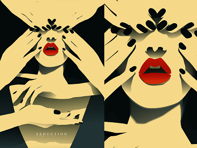 Seduction abstract composition girl girl illustration hands illustration laconic lines lips minimal poster poster a day poster art seduction