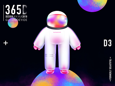 SPACEMAN/365D black color design illustration spaceman toy ui