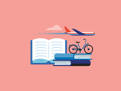 Activ retirement bike books illustration magazine plane press retirement vector