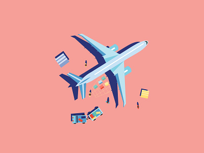 Airplane illustration airplane airport illustration magazine press vector