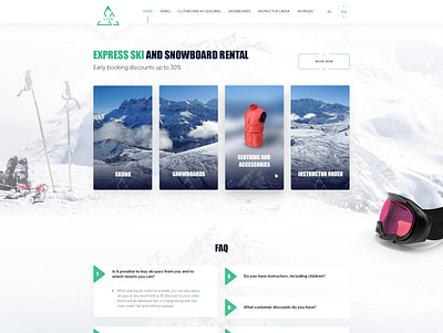 Landing Page/Ski and Snowboard rental blue design rental ski snow snowboarding ui ux web