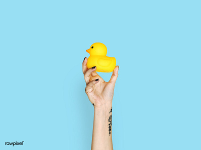 DUCK ! blue cute duck hand holding yellow