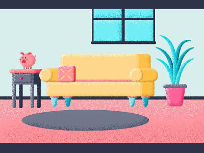 Yellow Sofa animation flat design illustration