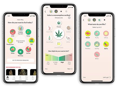 Cannabis App Design icons design mobile design ui design uxdesign