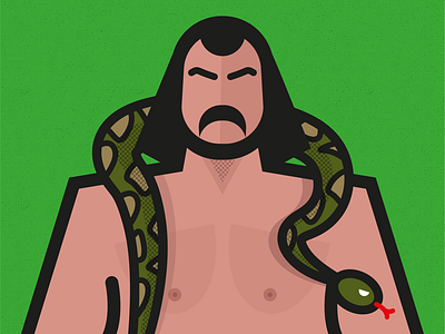 Jake “The Snake” Roberts illustration jake the snake wrestling wwe wwf