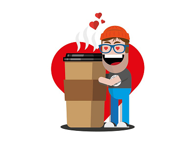 Portrait for Adam character coffee cup heart illustration love portrait vector