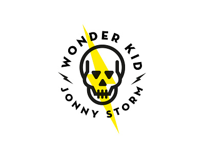 Logo for UK Pro Wrestler 'Jonny Storm' illustration lightning logo simple skull vector