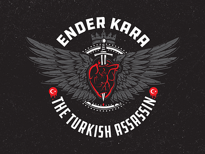 Logo for Pro Wrestler Ender Kara heart logo wings wrestling