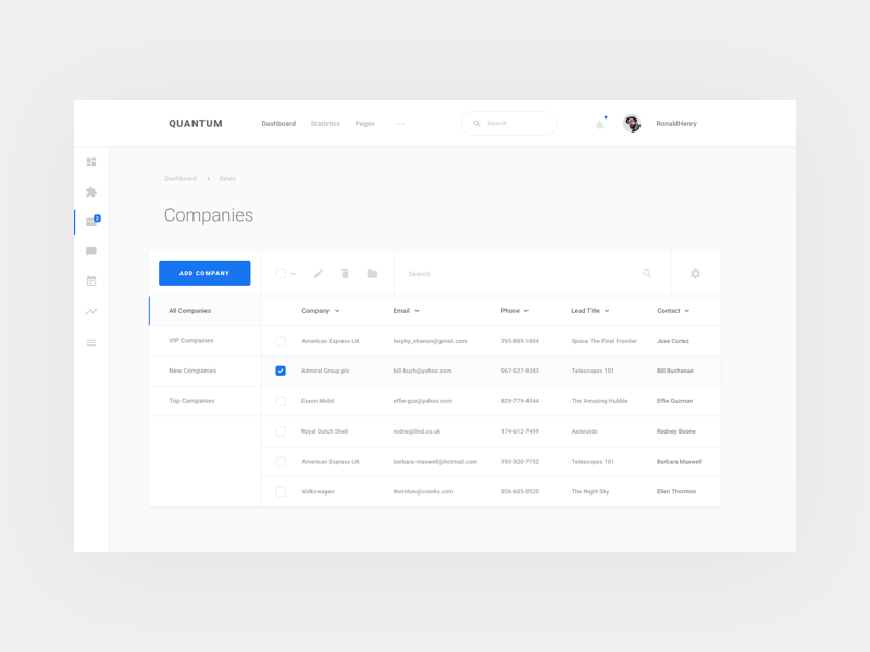 CRM Company List by Live Spline.one on Dribbble