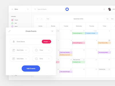 Calendar Application calendar interface sketch ui ui kit ux web