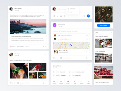 Socail Cards kit social ui kit web interface