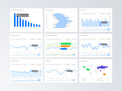 Charts 3 Part Cards chart charts graph kit map ui kit web interface