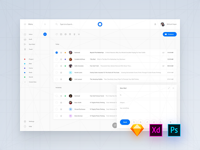 Mail Application admin adobe adobe xd app application dashboard psd sketch template ui kit web xd