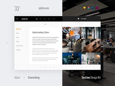 32 Coworking, Section Kit adobe xd design download psd sketch ui ui blocks ui kit ux web