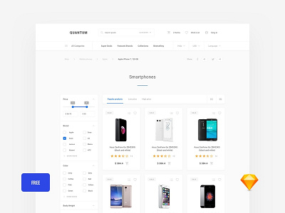 Free Category Commerce admin app dashboard sketch symbols ui kit ux web