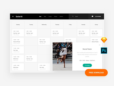 Free Schedule Web Template design download free psd template ui blocks web