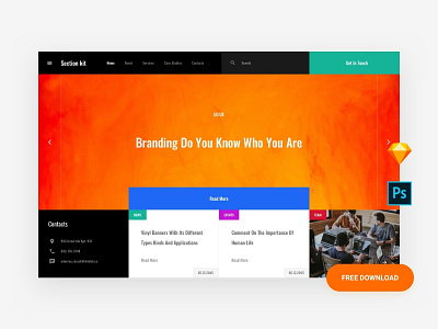 Free Hero Template C2 download psd sketch ui ui blocks ui kit ux web