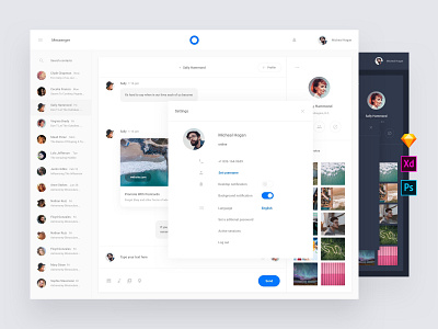 Messenger Teplate admin adobe xd app dashboard design download get gumroad interface kit sketch symbols template template builder ui blocks ui kit ux web web interface