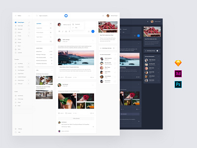 Social Application Design Templates admin base elements dashboard download interface photoshop psd sketch style guide symbols template ui ui kit ui8 ux ux kit xd