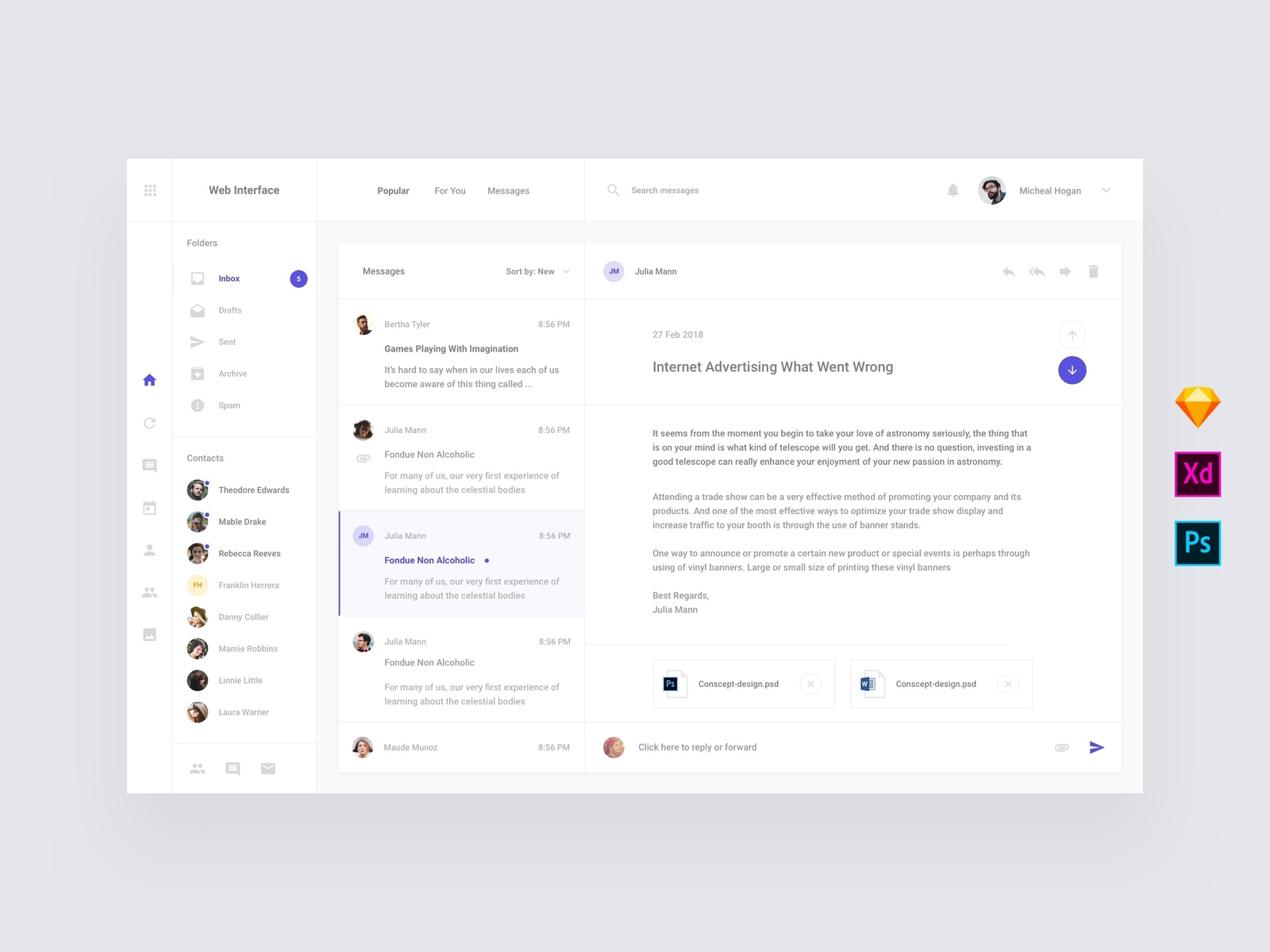 Messages Dashboard Templates by Live Spline.one on Dribbble