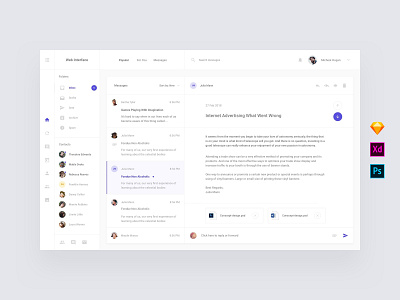 Messages Dashboard Templates admin base elements dashboard download interface photoshop psd sketch style guide symbols template ui ui kit ui8 ux ux kit xd