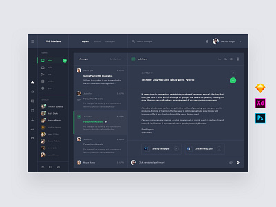 Messages Dashboard Templates admin base elements dashboard download interface photoshop psd sketch style guide symbols template ui ui kit ui8 ux ux kit xd