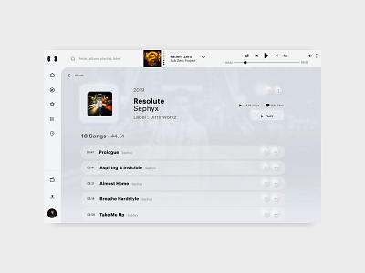 Album page - Resonate neumorphism app by Marc QUIEVREUX on Dribbble