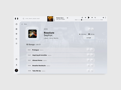 Album page - Resonate neumorphism app animation app appdesign graphicdesign interaction interactive design minimalist music app neumorphism ui ux