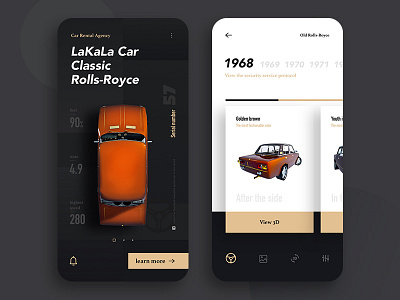 Vintage Car Rental ui vintage