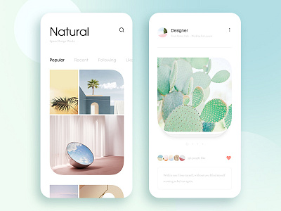 Natural Space app card icon interface ios mobile sketch snowy ui ux