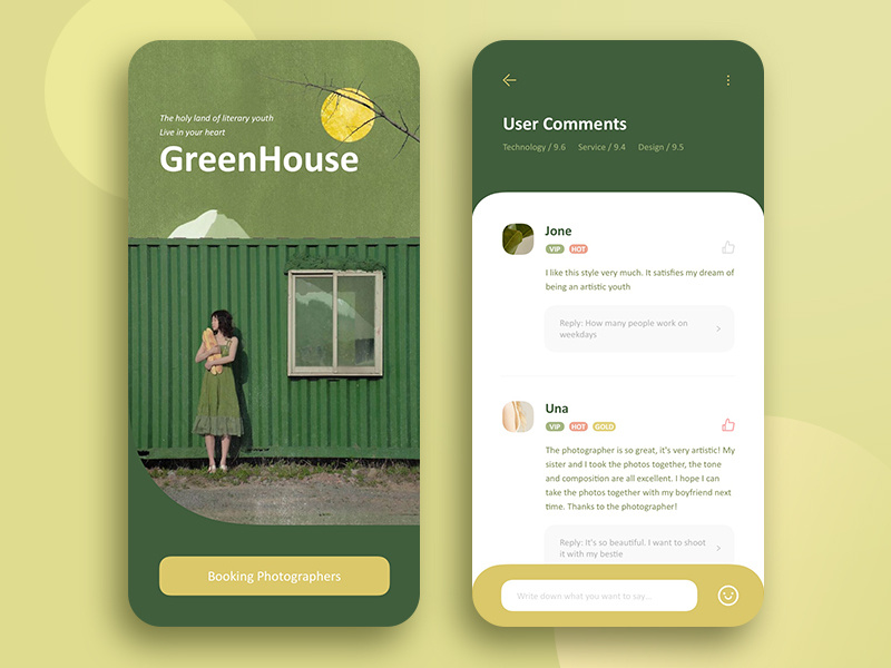 Green House comments green interface icon sketch mobile ios ux snowy design app ui