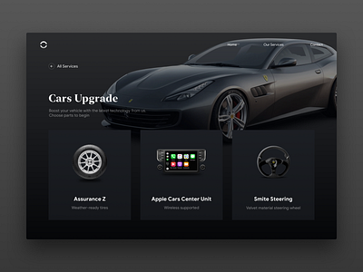 Cars Upgrade Shop Website Concept app automotive branding car cars design typography ui ux vehicle web web design website